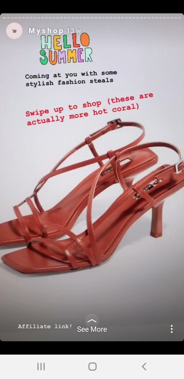 Instagram affiliate link example