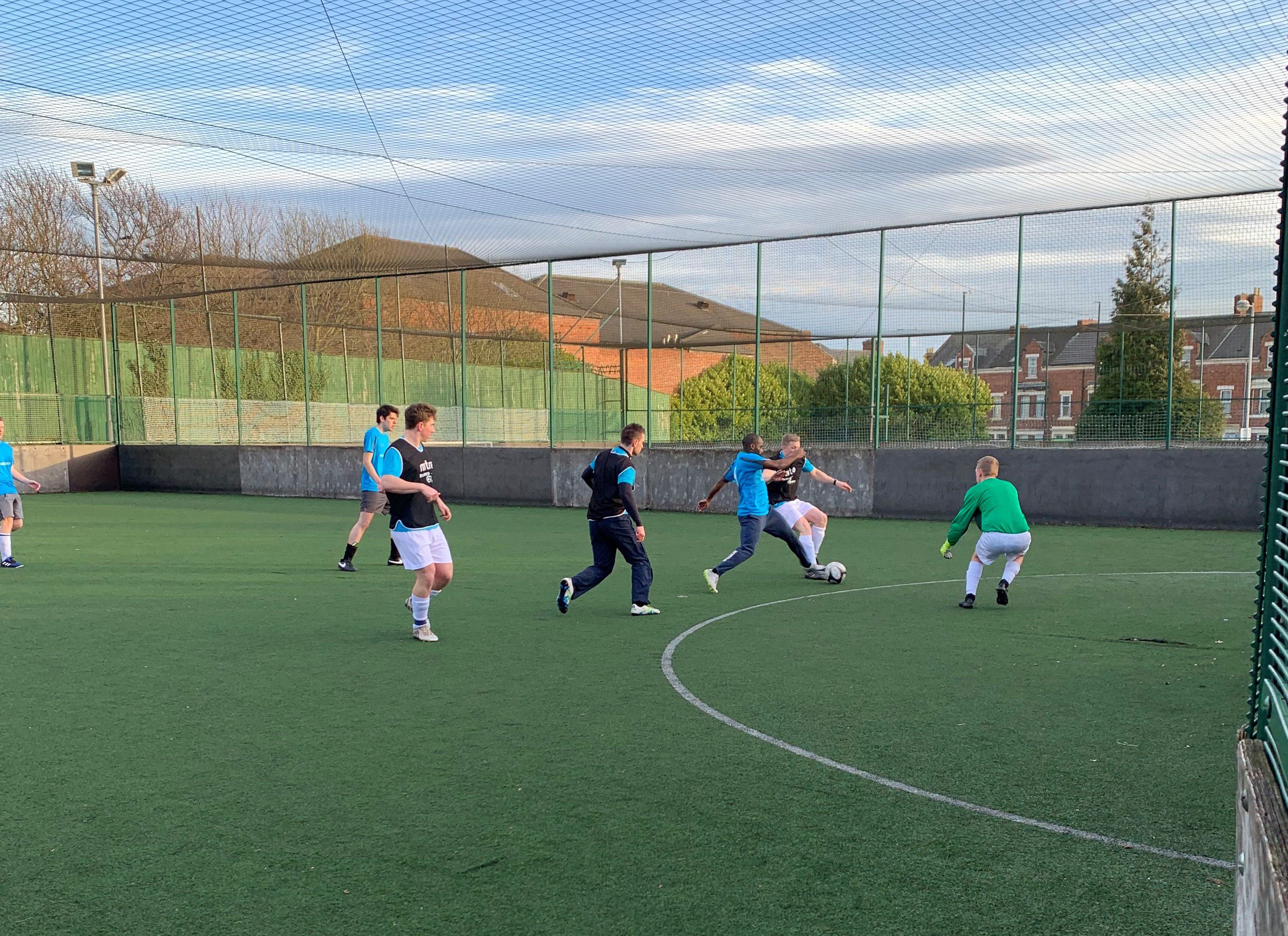 Glass Digital playing football at Business Fives