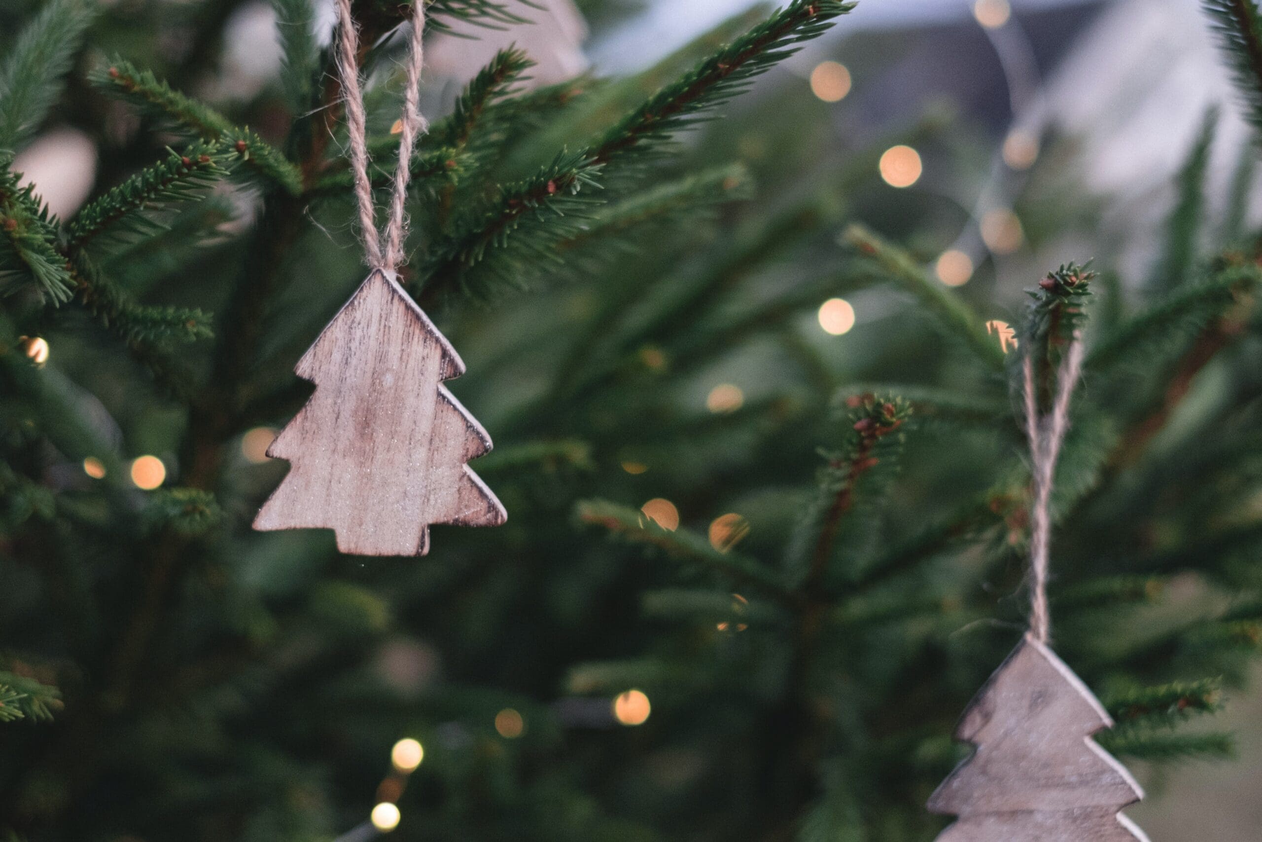 Close-up Christmas tree with decorations