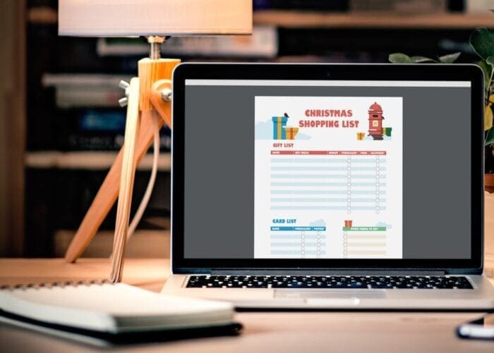 Glass Digital Christmas shopping list on laptop screen