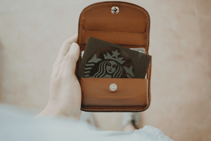 Starbucks card in a purse